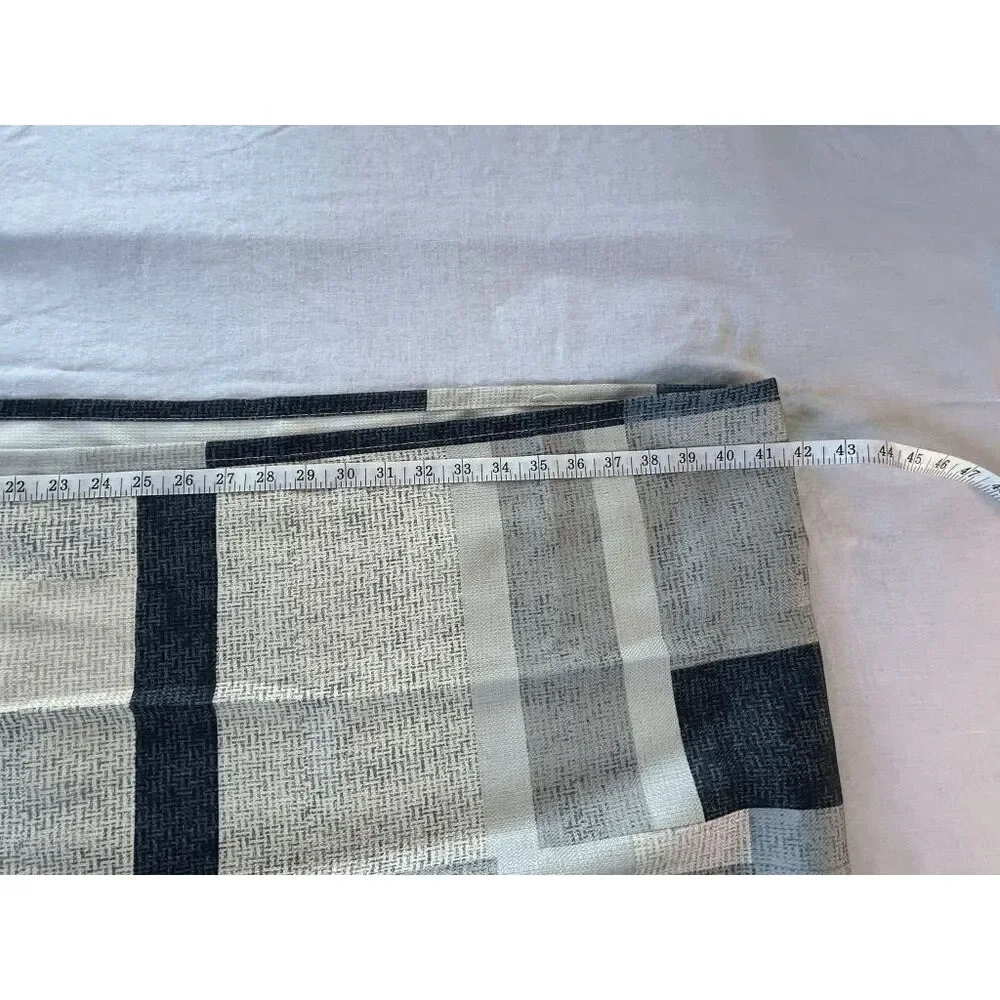 Grommet Panel Curtain Set of Two, Blue/ Cream/Gray Geometric Pattern, Long 84x39